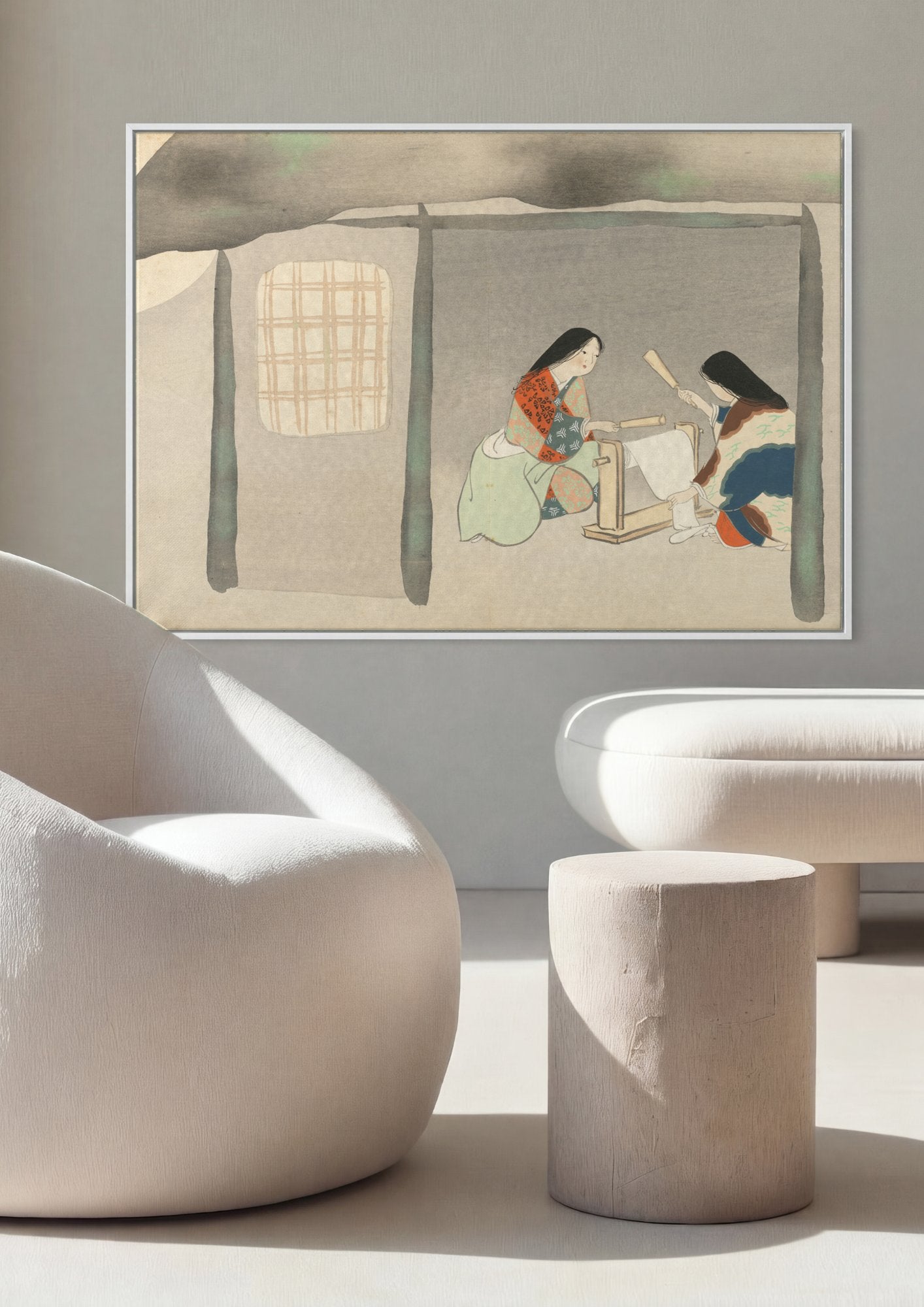 Quadro Decorativo Cenas Domésticas Japonesas - Kamisaka Sekka em ambiente decorado