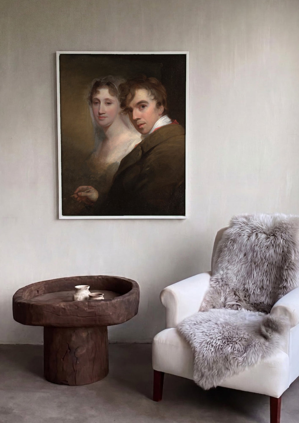 Quadro Decorativo 'Autorretrato com Esposa' - Thomas Sully em ambiente decorado