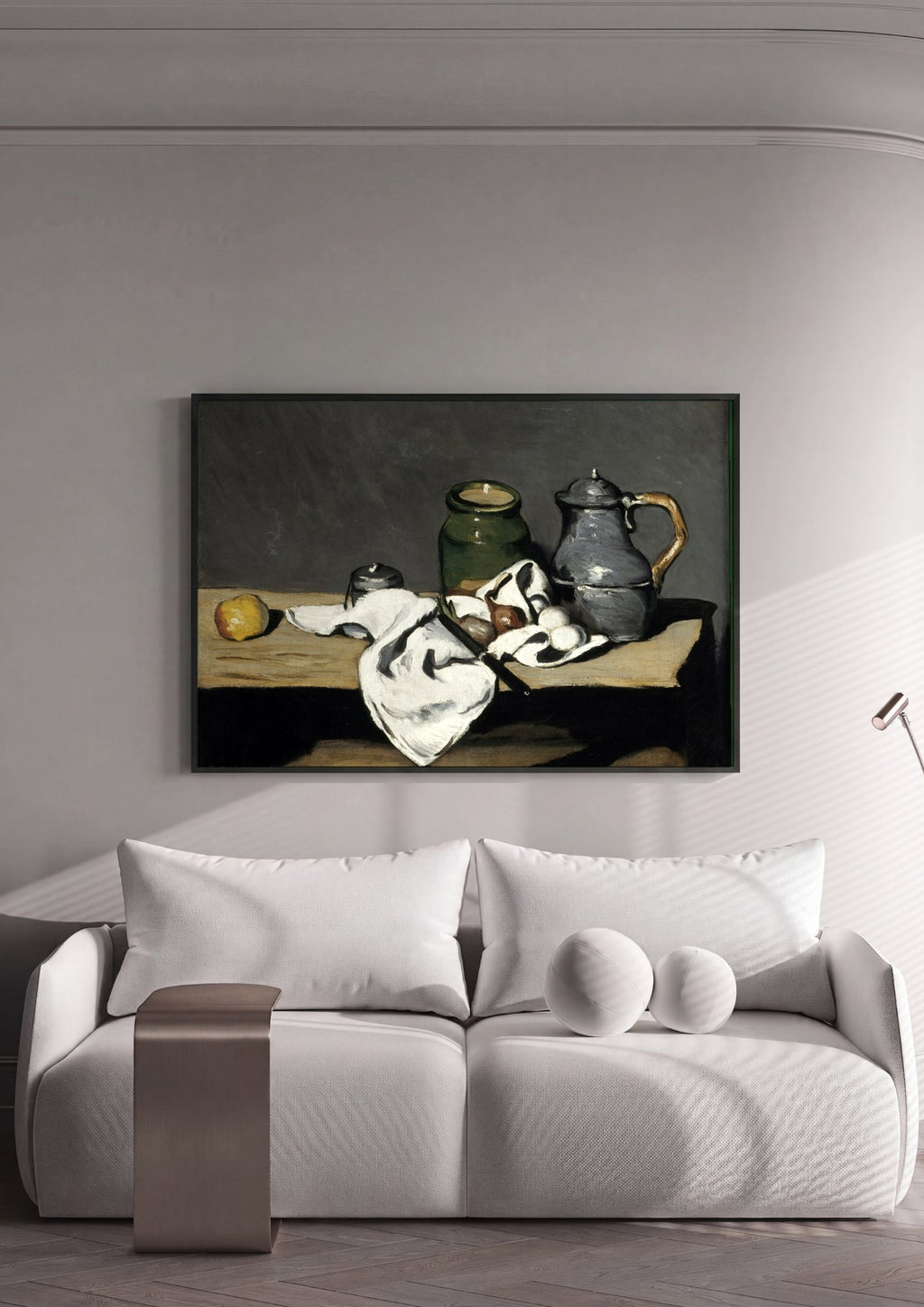 Quadro Decorativo Natureza-Morta com Pote de Gengibre - Cézanne em ambiente decorado