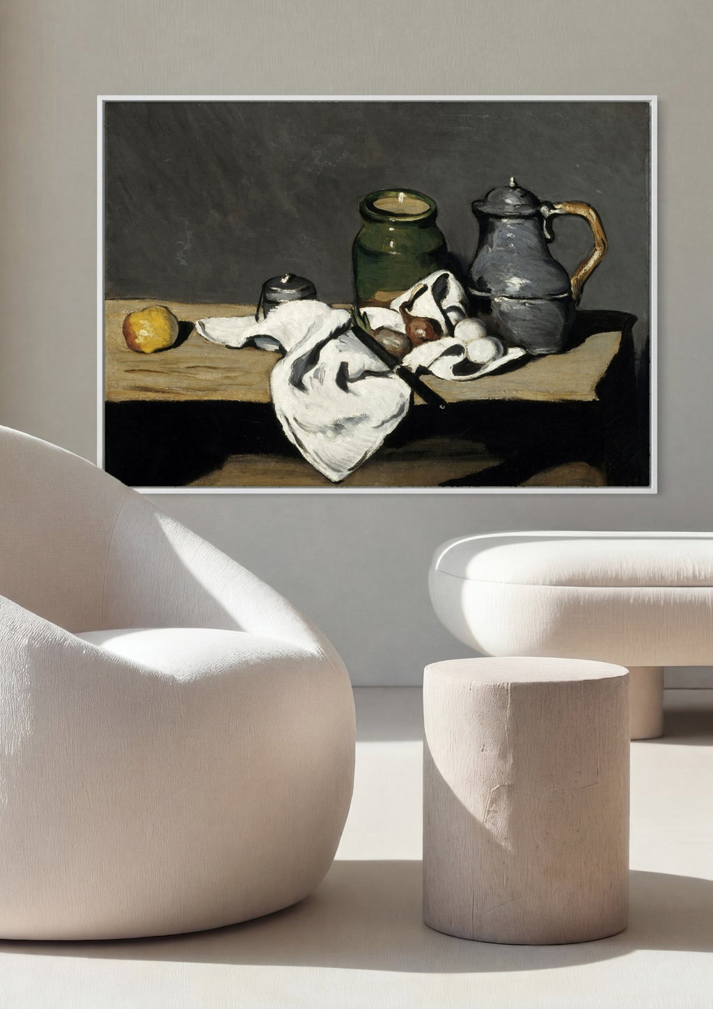 Quadro Decorativo Natureza-Morta com Pote de Gengibre - Cézanne em ambiente decorado