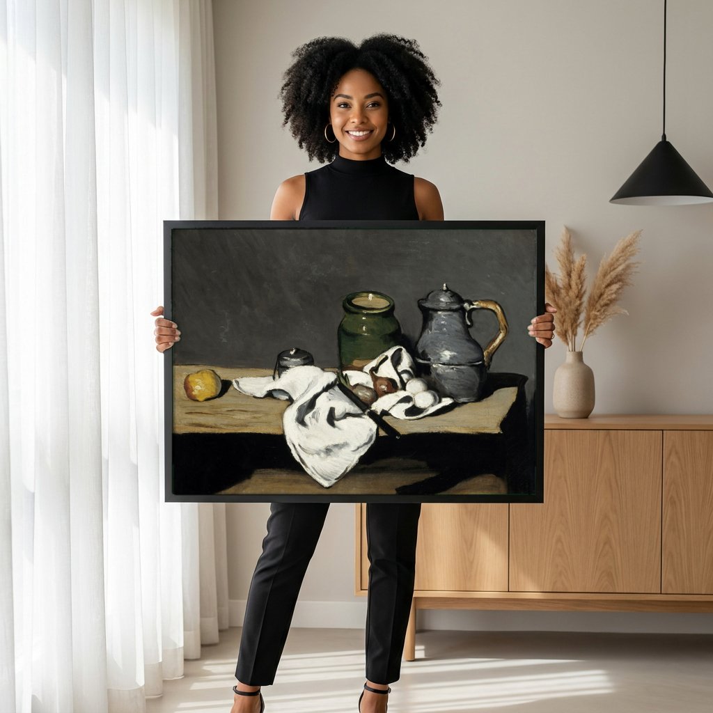 Quadro Decorativo Natureza-Morta com Pote de Gengibre - Cézanne com modelo em ambiente