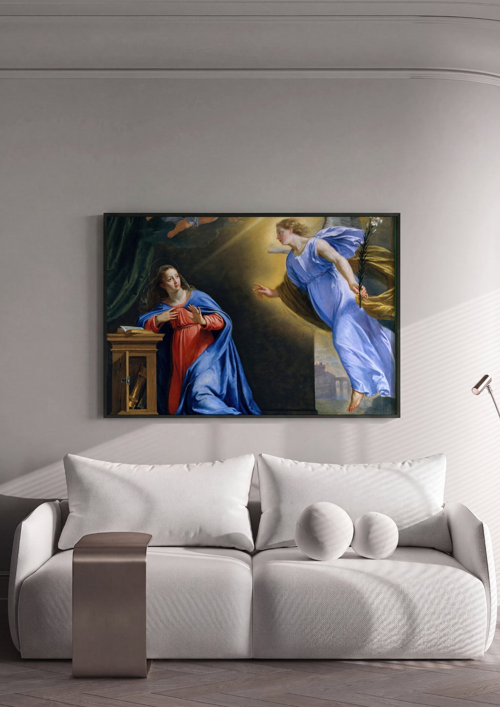Quadro Decorativo A Anunciação - Philippe de Champaigne em ambiente decorado