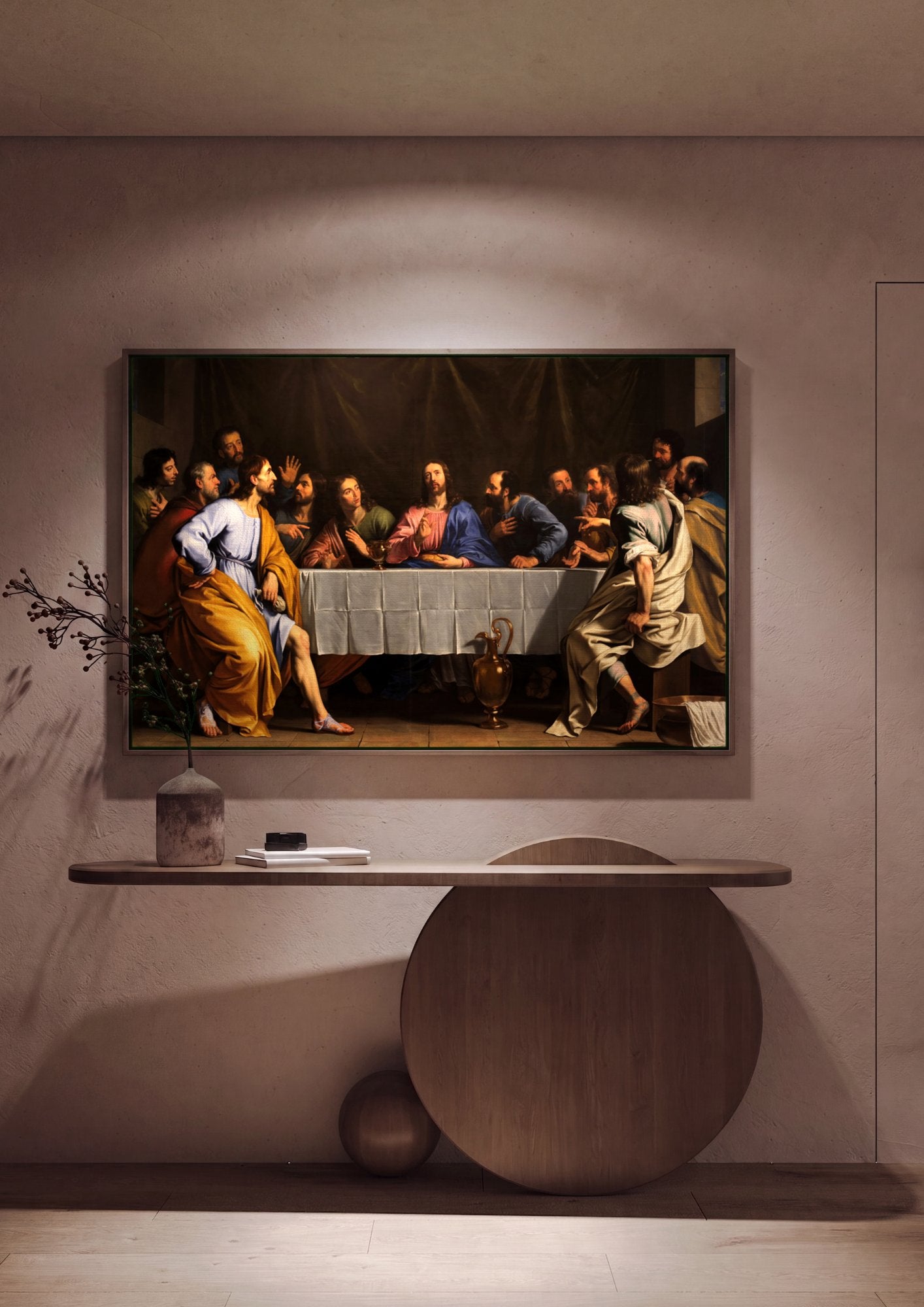 Quadro Decorativo A Última Ceia - Philippe de Champaigne em ambiente decorado