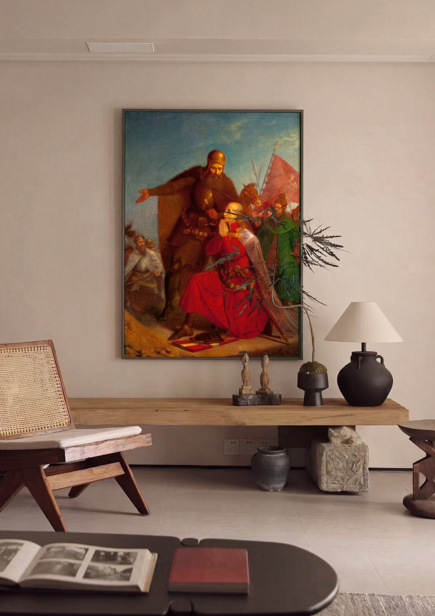 Quadro Decorativo A Oferta de Coroa a Przemysł II - Jan Matejko em ambiente decorado