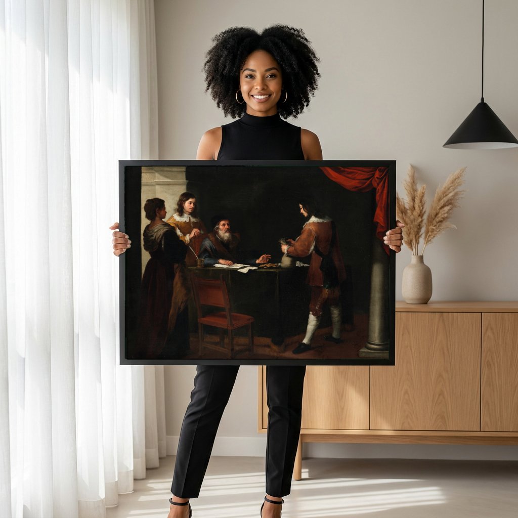 Quadro Decorativo A Parábola do Filho Pródigo - Murillo com modelo em ambiente