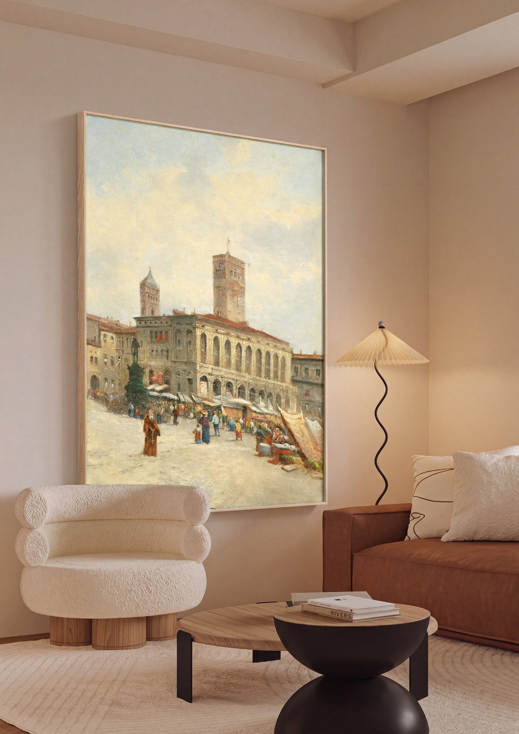 Quadro Decorativo Mercado Vibrante em Praça Italiana - Karl Kaufmann em ambiente decorado