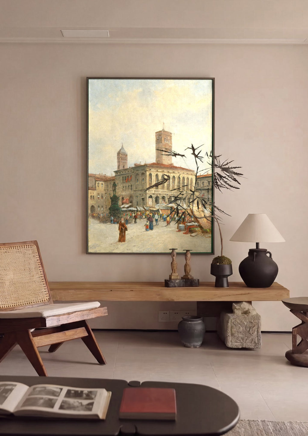 Quadro Decorativo Mercado Vibrante em Praça Italiana - Karl Kaufmann em ambiente decorado