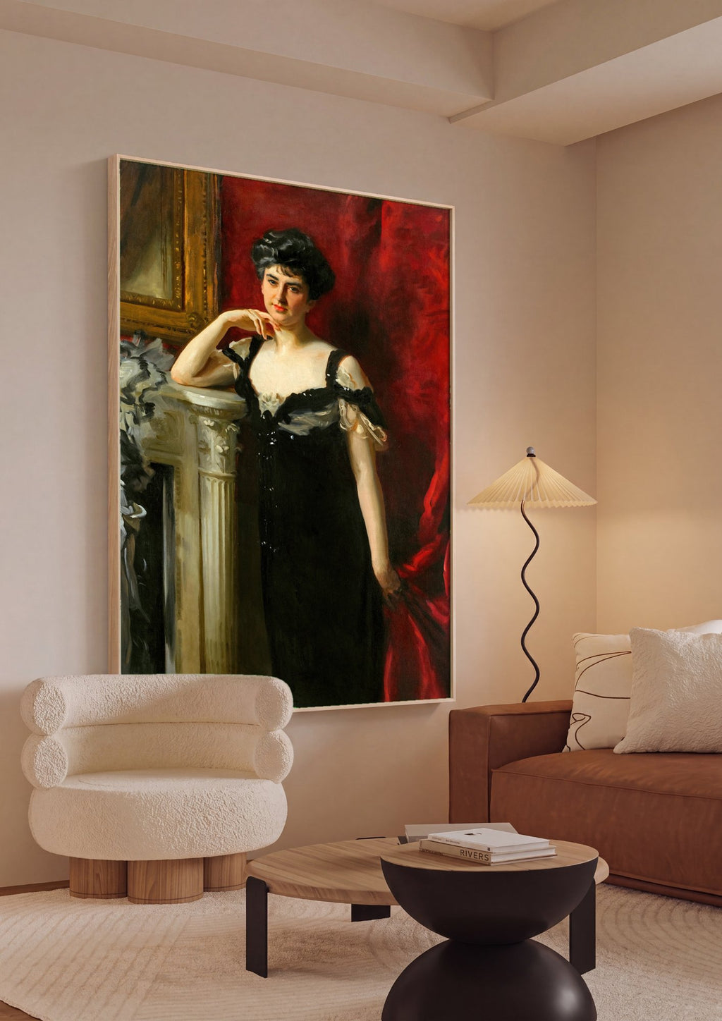 Quadro Decorativo Senhora em Vestido Preto - John Singer Sargent em ambiente decorado