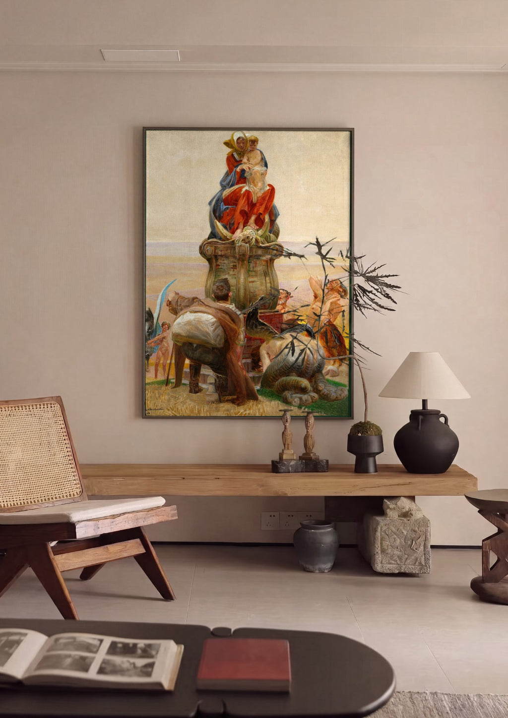 Quadro Decorativo A Fonte da Vida (ou Primavera) - Jacek Malczewski em ambiente decorado