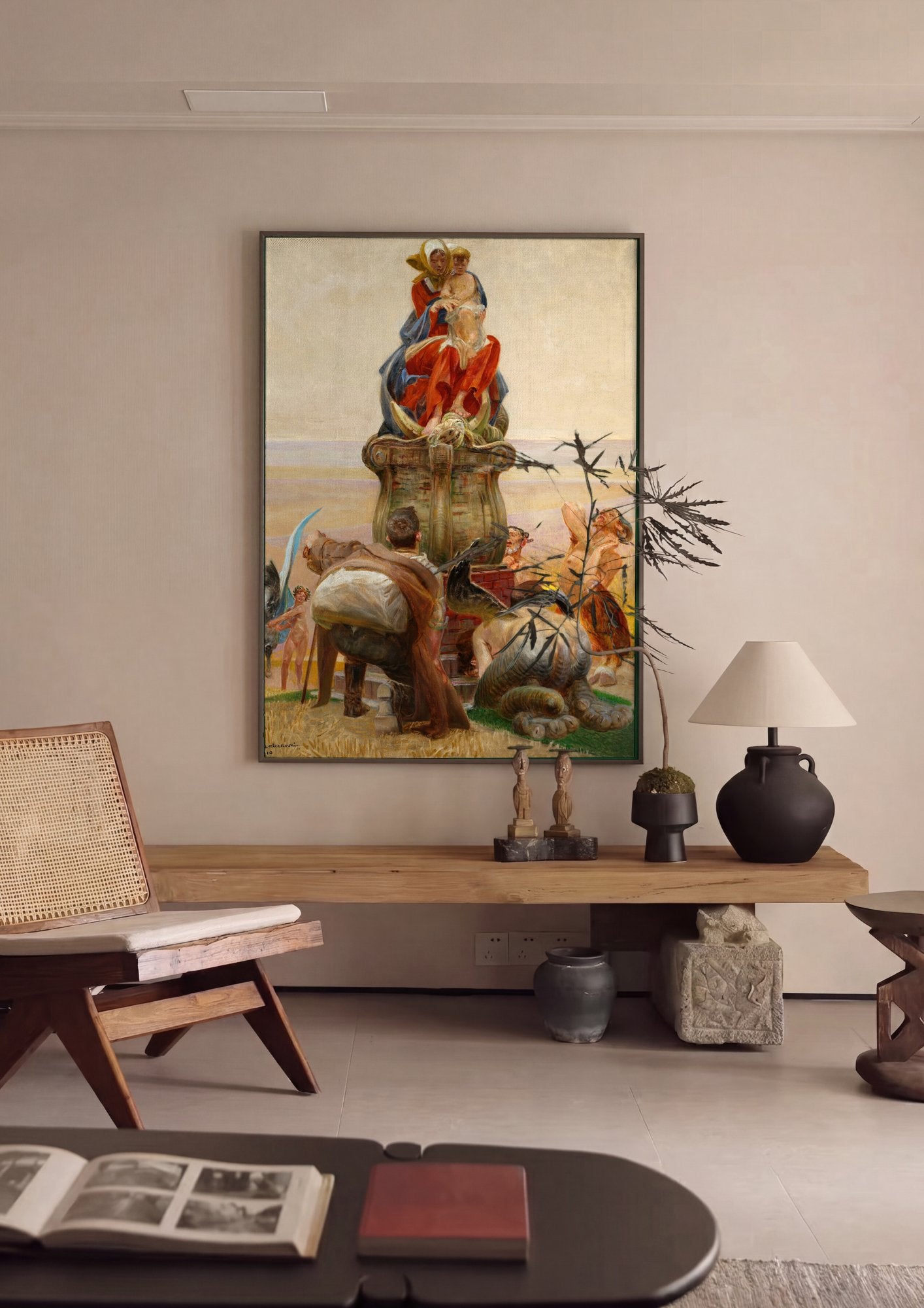 Quadro Decorativo A Fonte da Vida (ou Primavera) - Jacek Malczewski em ambiente decorado