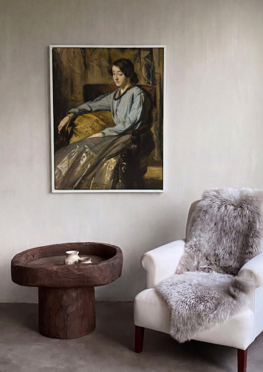Quadro Decorativo 'A Jovem Senhora' - Jacques Émile Blanche em ambiente decorado