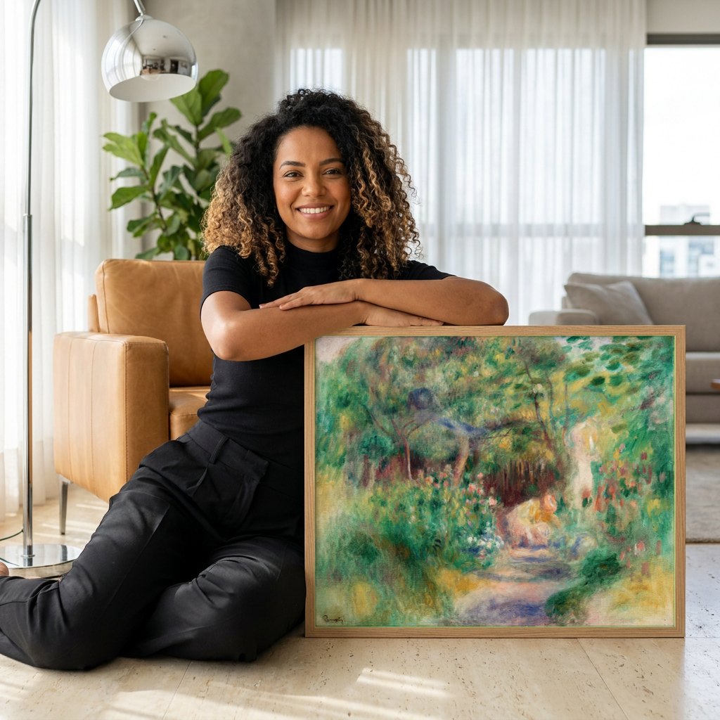 Quadro Decorativo Jardim de Verão - Renoir | modelo apresentando o quadro emoldurado