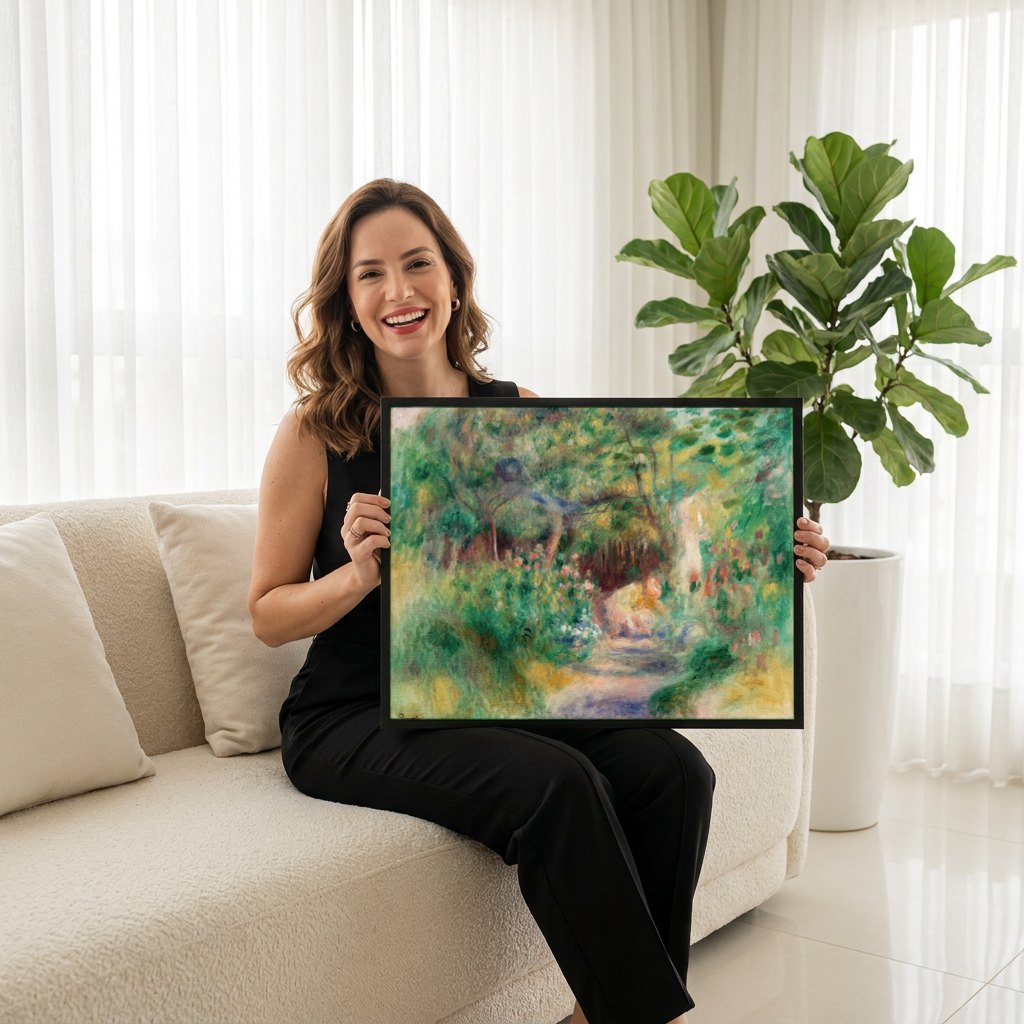 Quadro Decorativo Jardim de Verão - Renoir | modelo apresentando o quadro emoldurado
