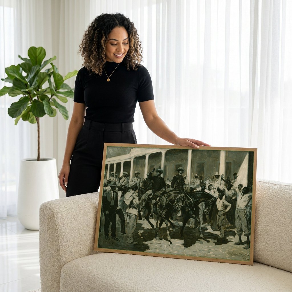 Quadro Decorativo A Entrada em Havana - Frederic Remington | modelo apresentando o quadro emoldurado