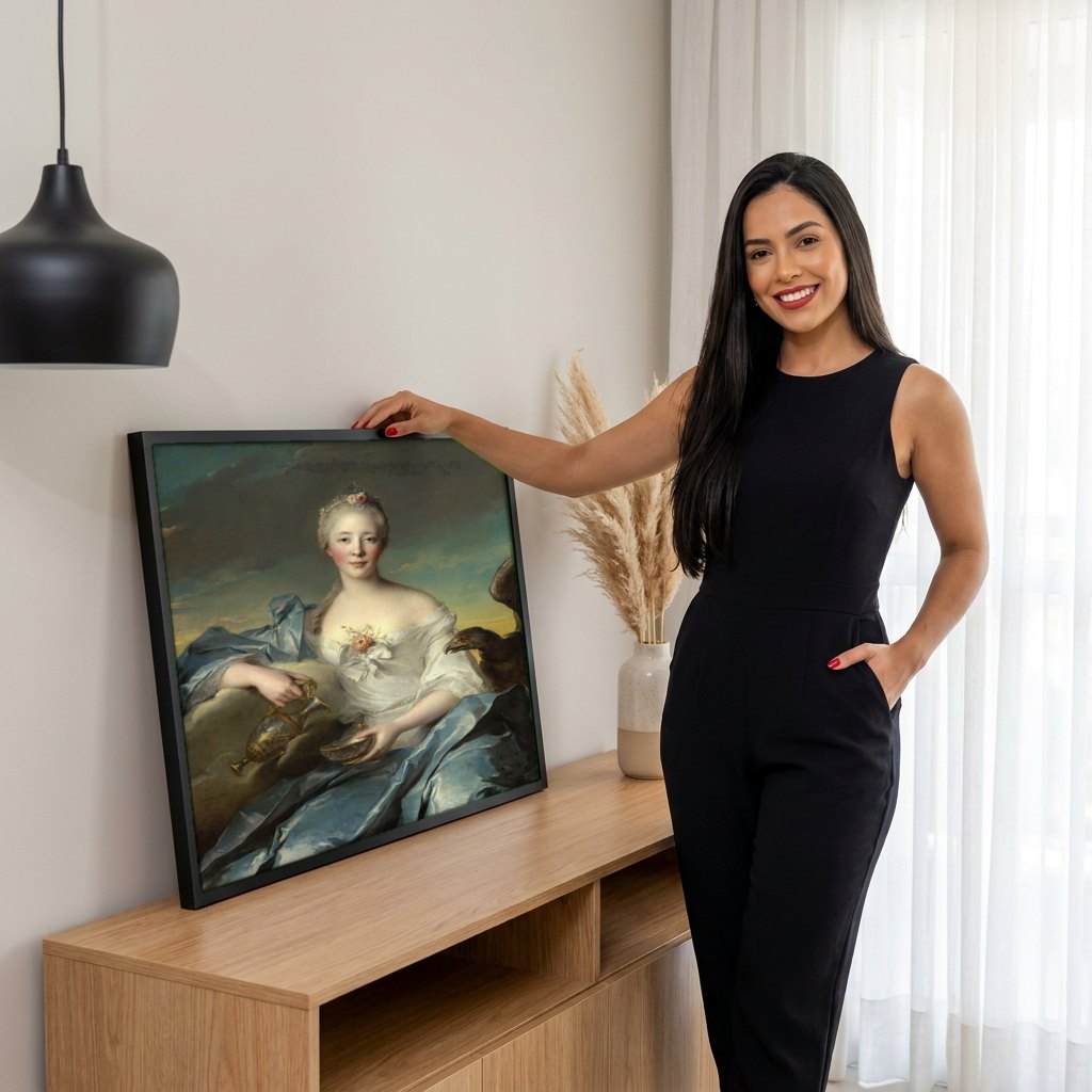 Quadro Decorativo Hebe - Jean Marc Nattier | modelo apresentando o quadro emoldurado