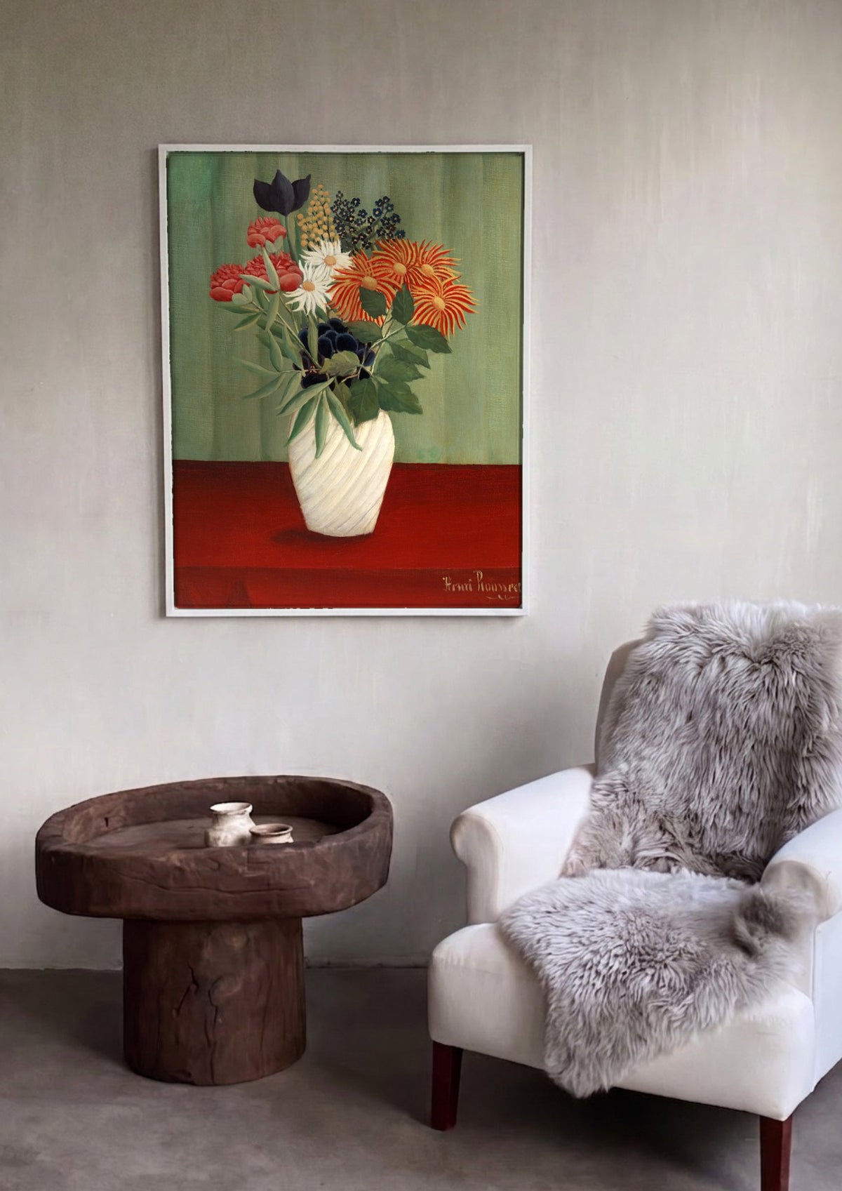 Quadro Decorativo 'Flores no Vaso' - Henri Rousseau | quadro emoldurado na parede
