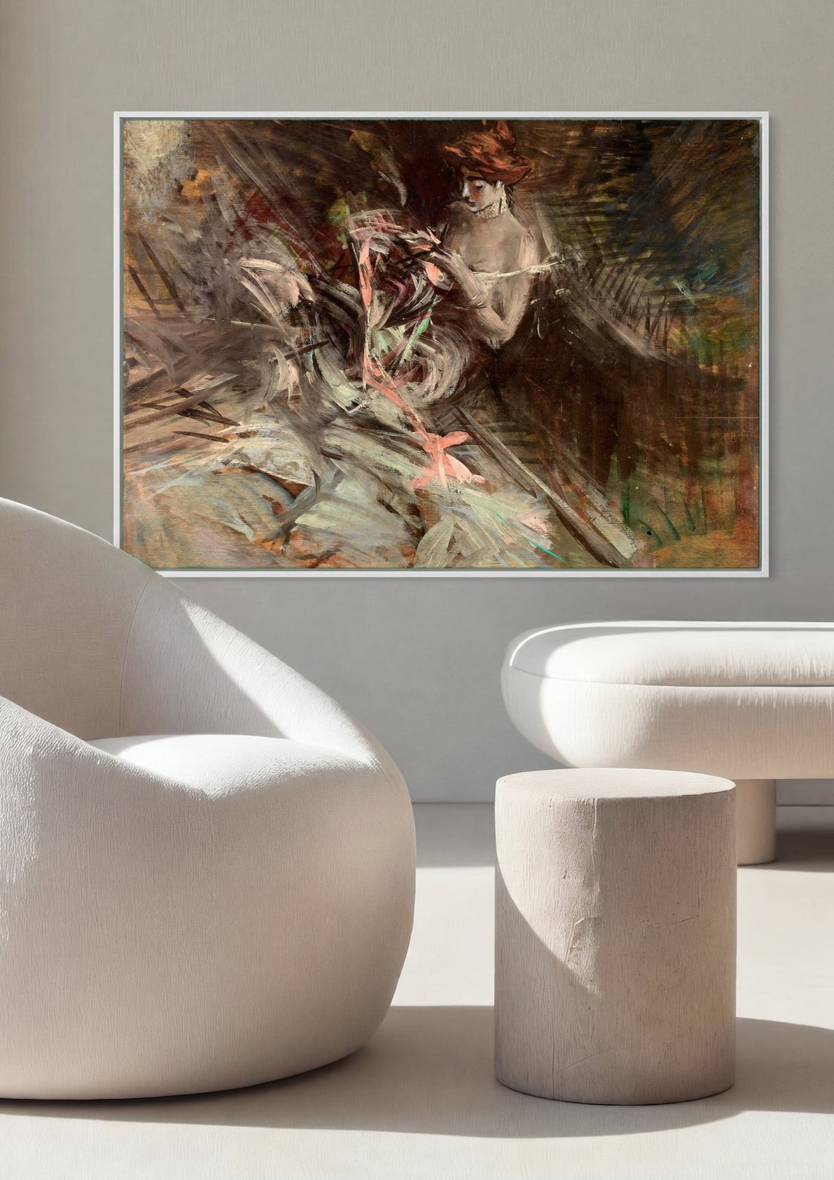 Quadro Decorativo Senhora com Chapéu Vermelho - Giovanni Boldini | quadro emoldurado na parede