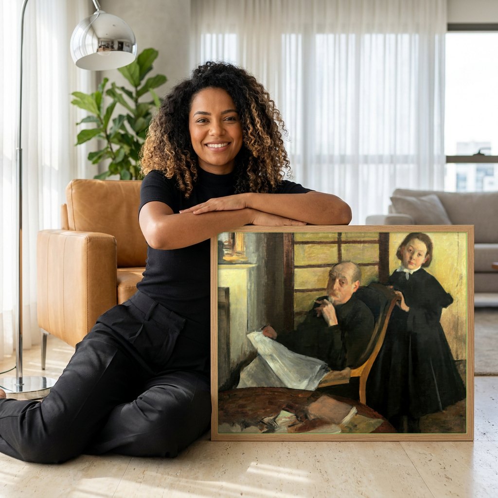 Quadro Decorativo O Pai do Artista - Edgar Degas | modelo apresentando o quadro emoldurado