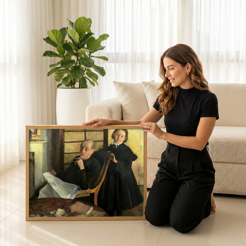 Quadro Decorativo O Pai do Artista - Edgar Degas | modelo apresentando o quadro emoldurado