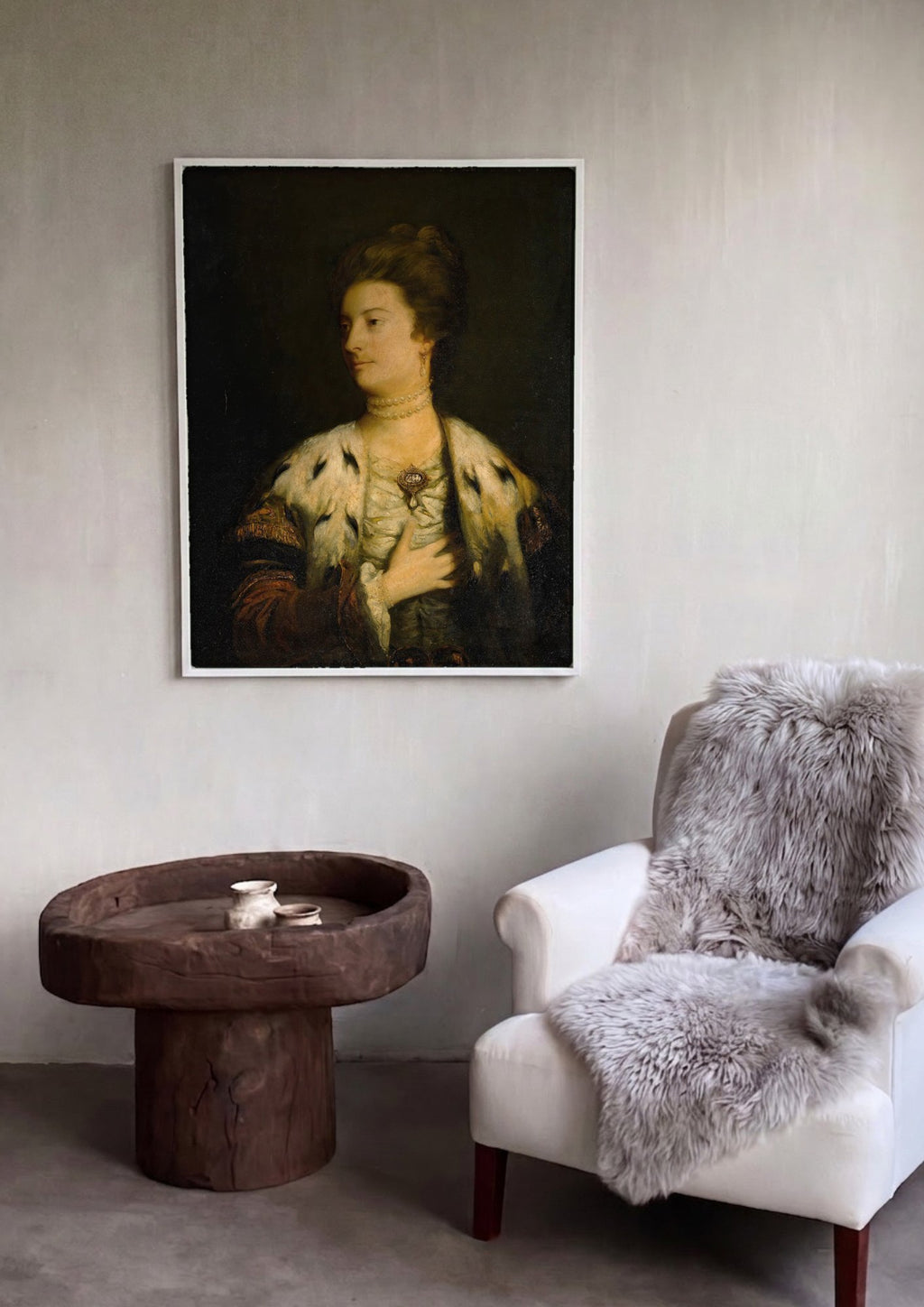 Quadro Decorativo Retrato de Dama com Arminho - Reynolds | quadro emoldurado na parede