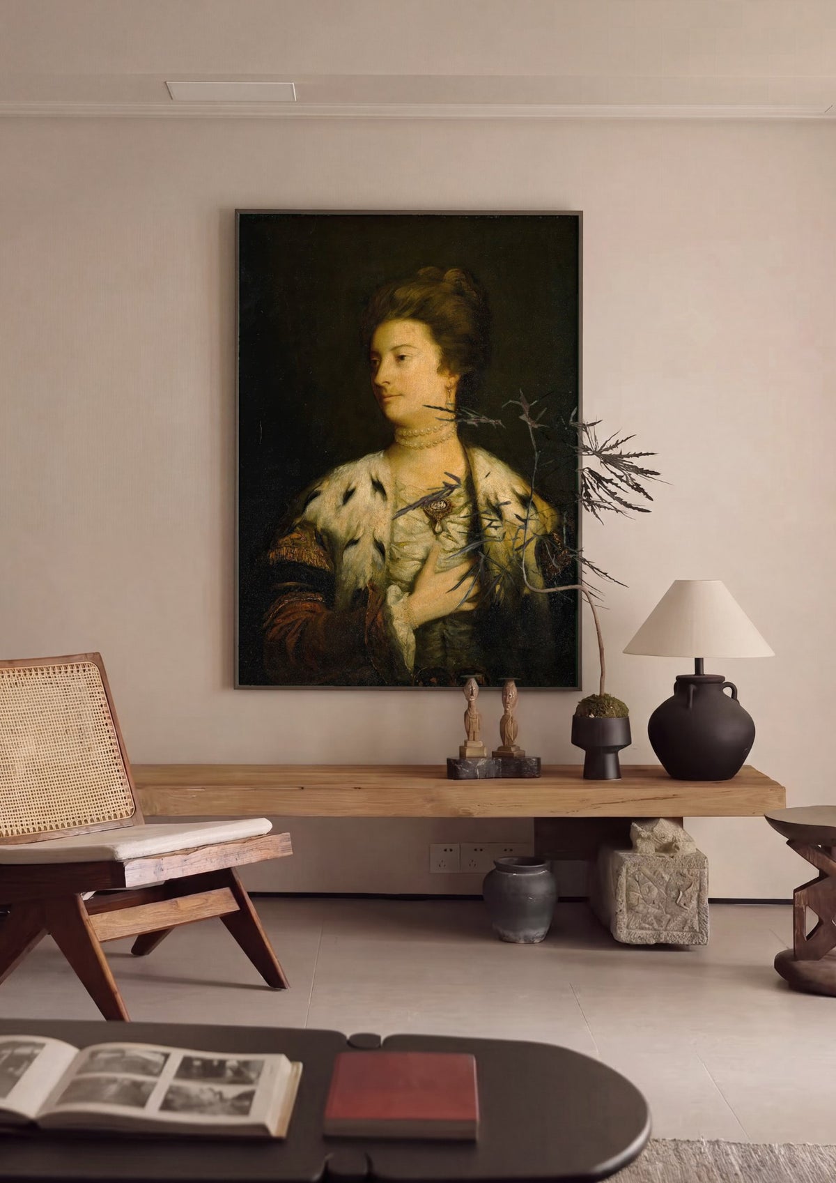 Quadro Decorativo Retrato de Dama com Arminho - Reynolds | quadro emoldurado na parede