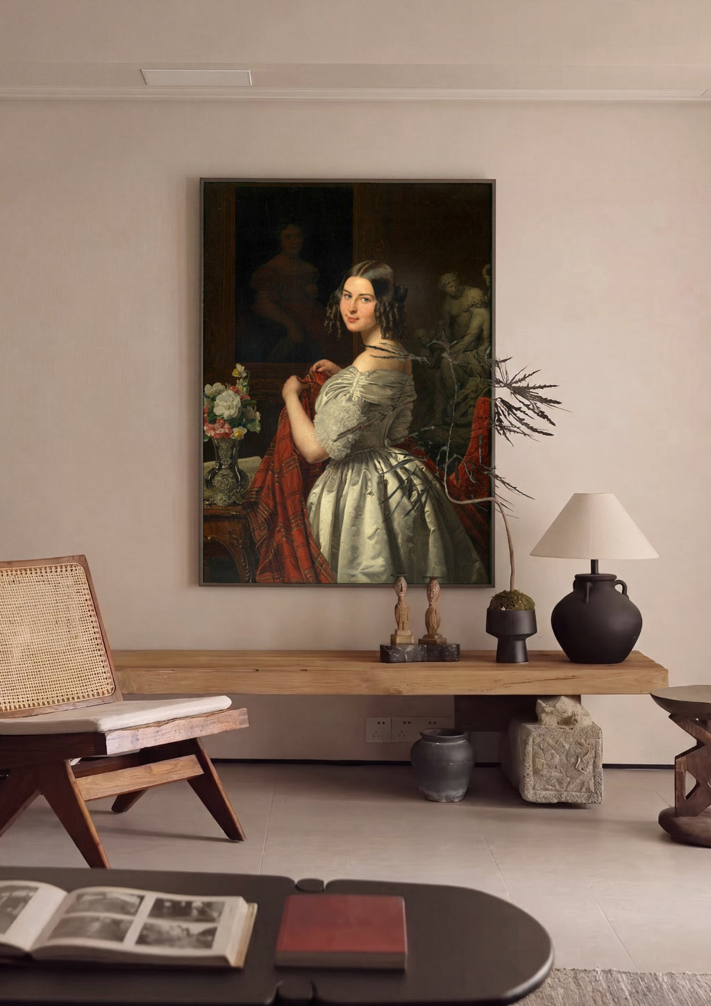 Quadro Decorativo A Jovem Costureira - Ferdinand Georg Waldmüller | quadro emoldurado na parede
