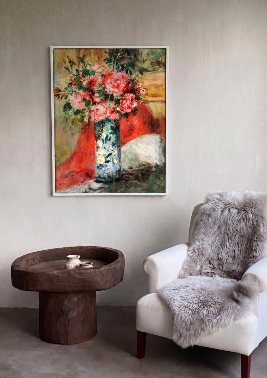 Quadro Decorativo Rosas em Vaso - Renoir | quadro emoldurado na parede