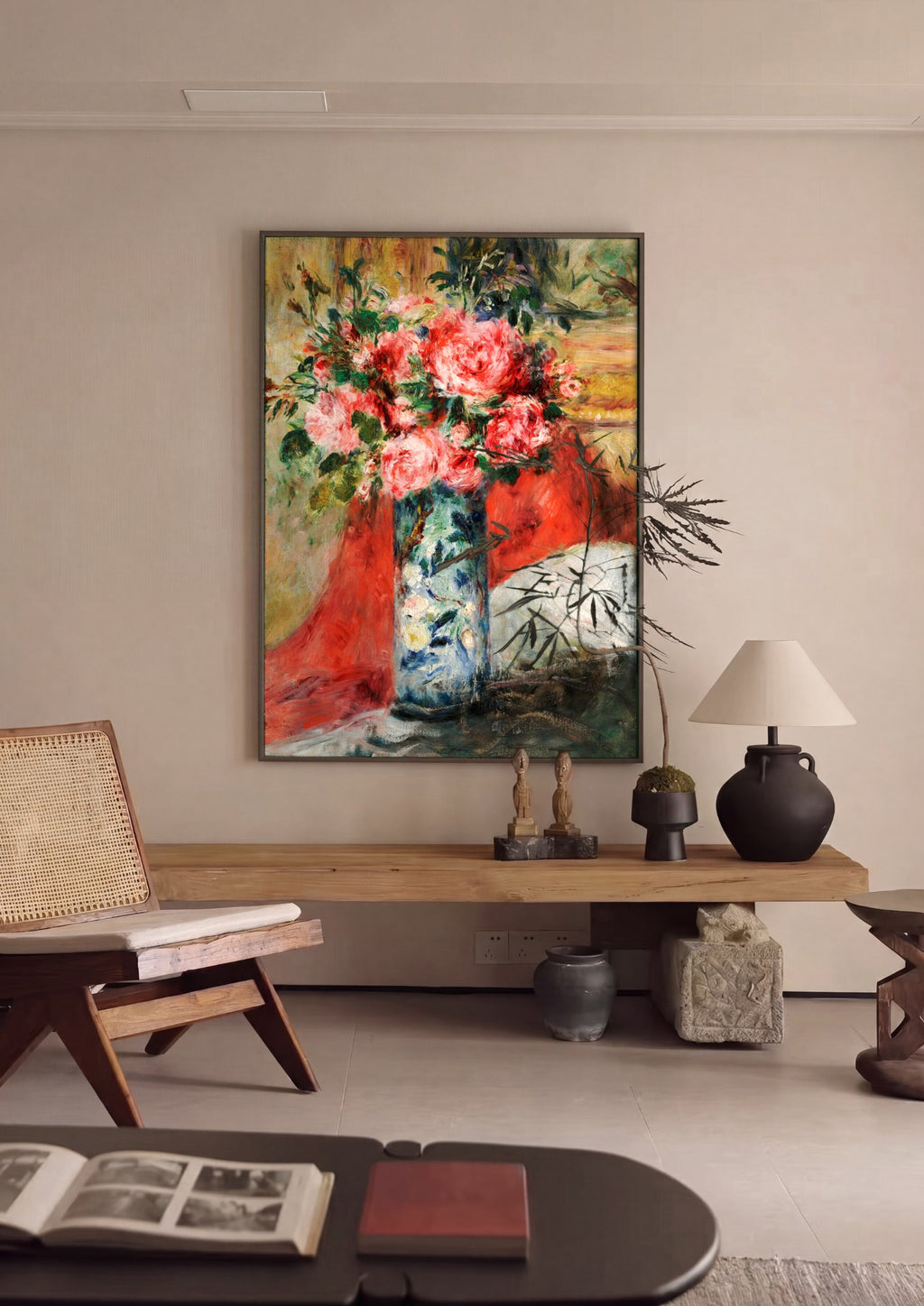 Quadro Decorativo Rosas em Vaso - Renoir | quadro emoldurado na parede