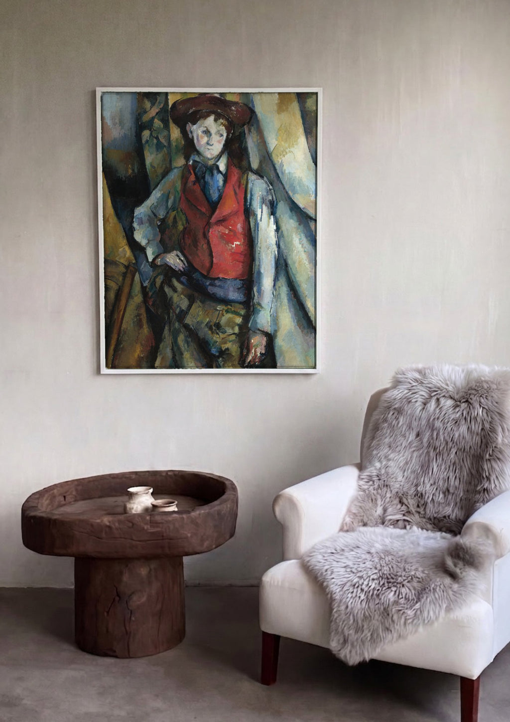 Quadro Decorativo O Menino do Colete Vermelho - Paul Cézanne | quadro emoldurado na parede