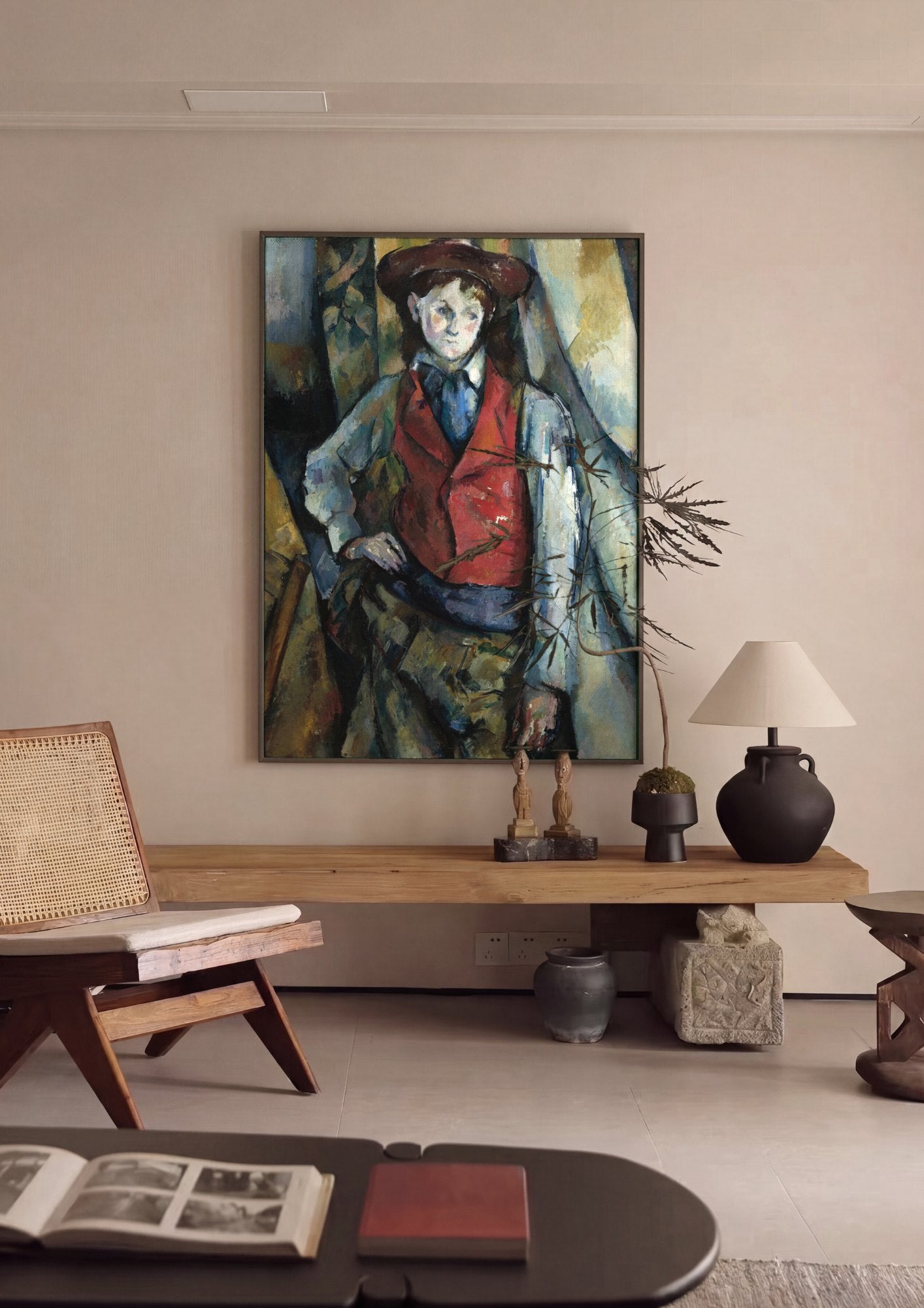 Quadro Decorativo O Menino do Colete Vermelho - Paul Cézanne | quadro emoldurado na parede
