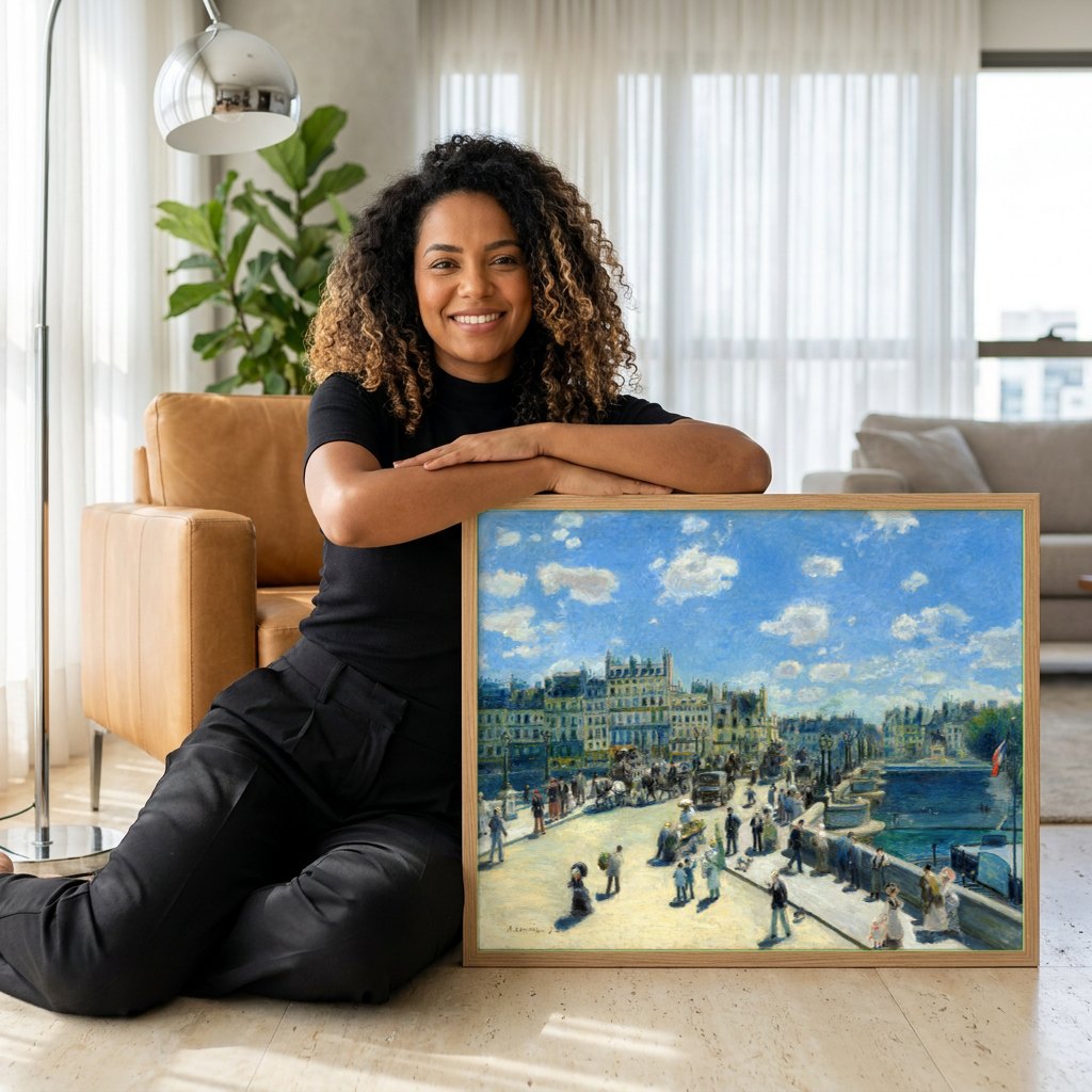Quadro Decorativo Pont Neuf - Renoir | modelo apresentando o quadro emoldurado