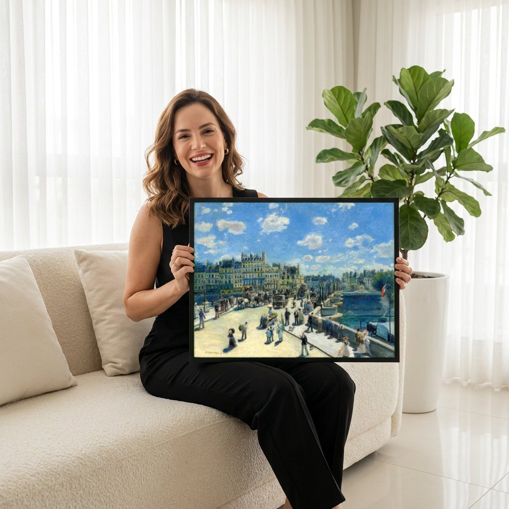 Quadro Decorativo Pont Neuf - Renoir | modelo apresentando o quadro emoldurado