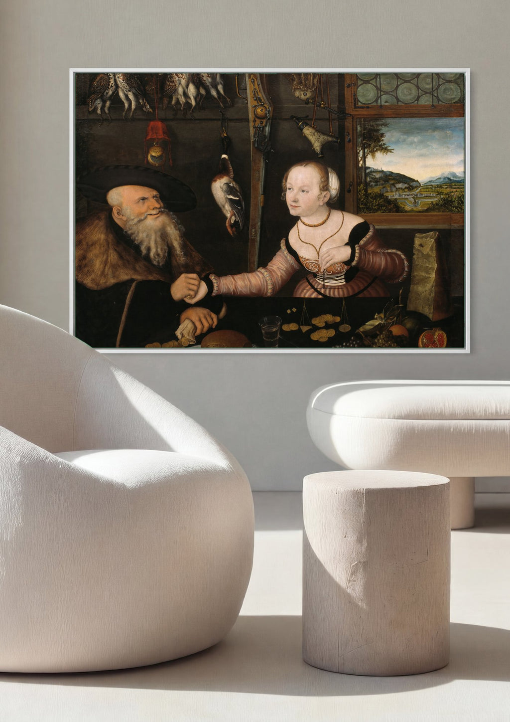 Quadro Decorativo O Caçador e a Ninfa - Cranach, o Velho | quadro emoldurado na parede