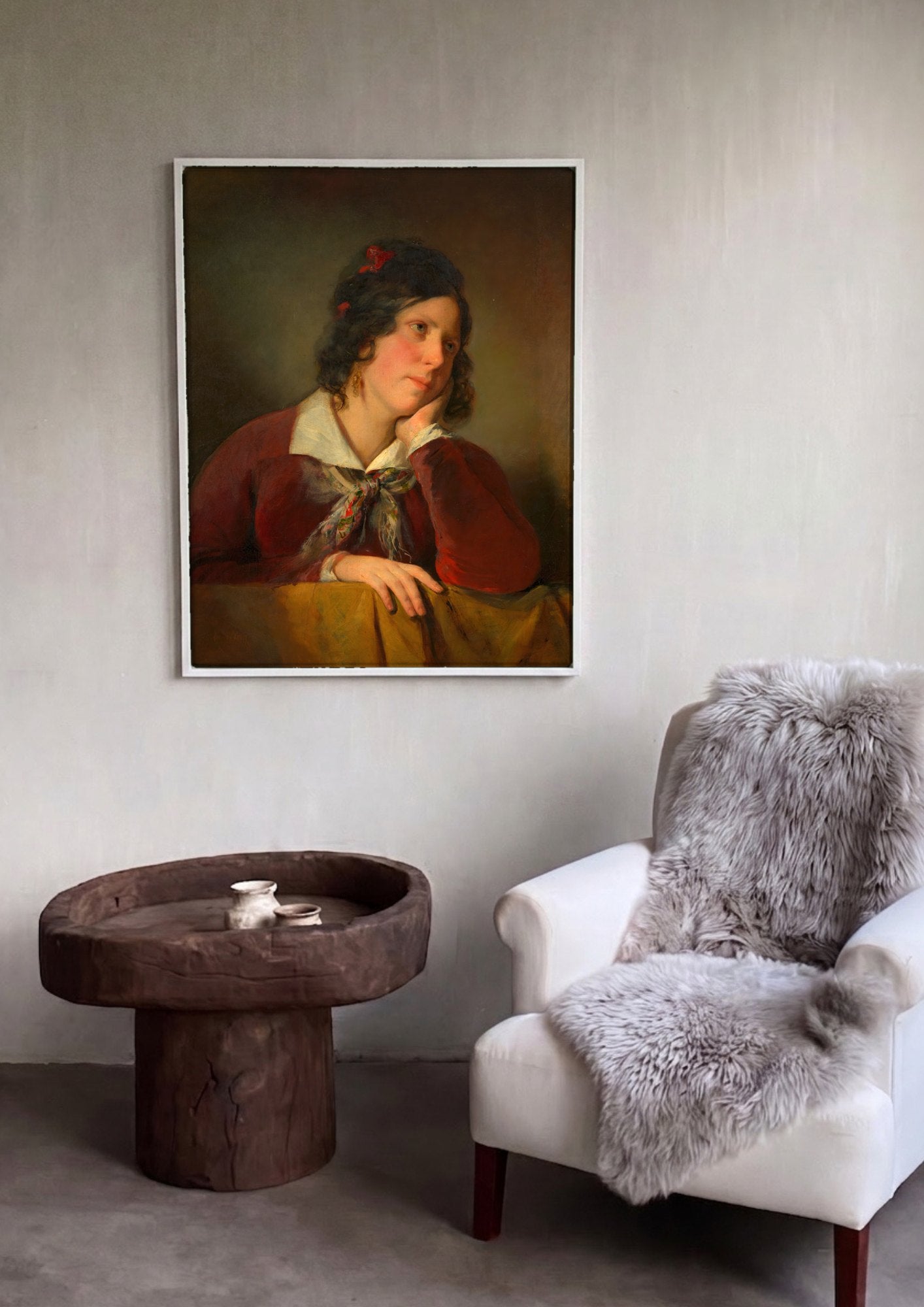 Quadro Decorativo A Jovem Sonhadora - Amerling | quadro emoldurado na parede
