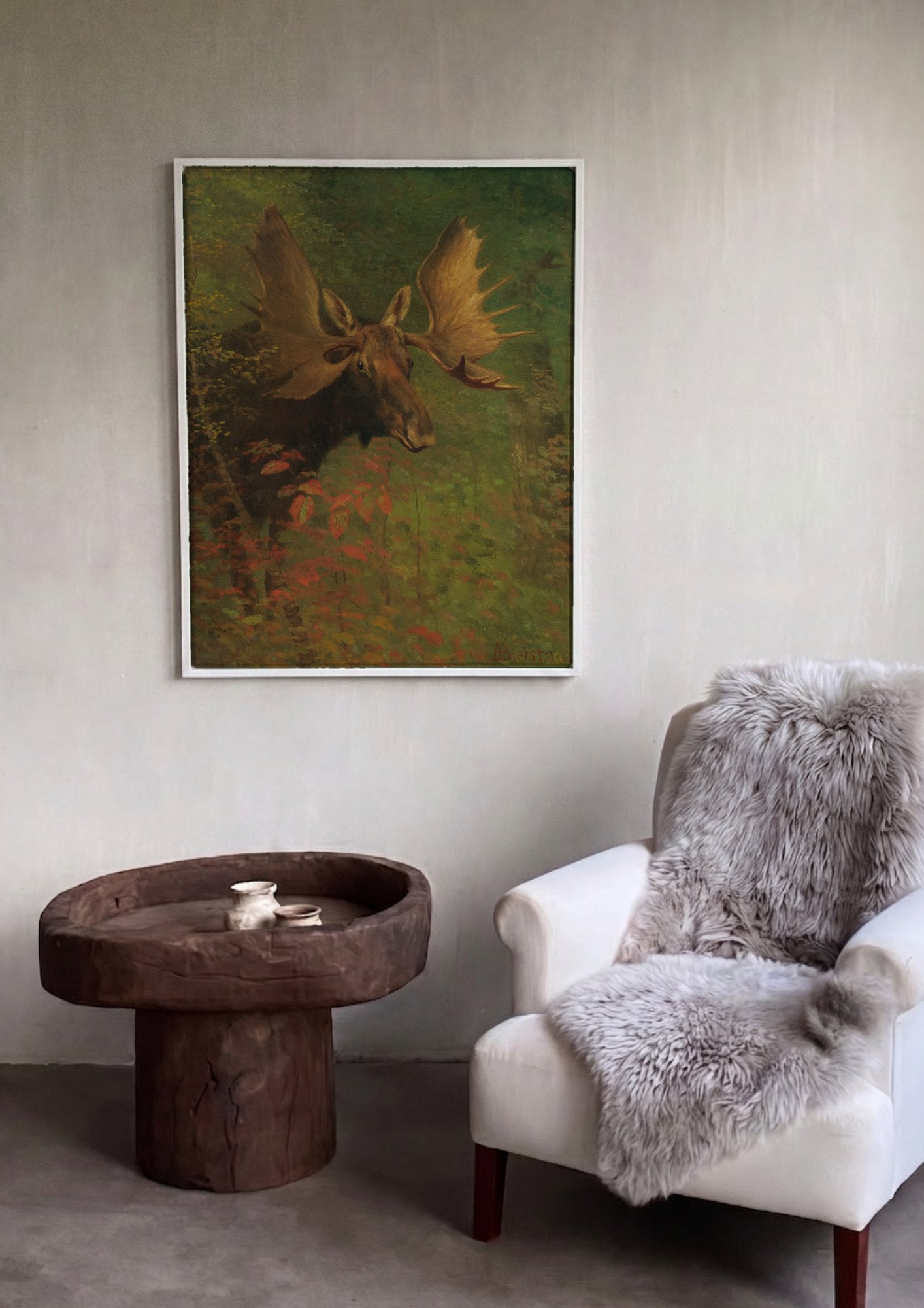 Quadro Decorativo Alce na Floresta - Albert Bierstadt | quadro emoldurado na parede