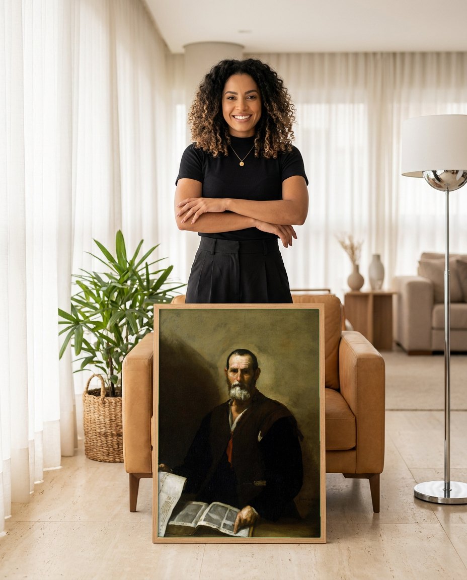 Quadro Decorativo O Geômetra - Jusepe de Ribera | modelo apresentando o quadro emoldurado