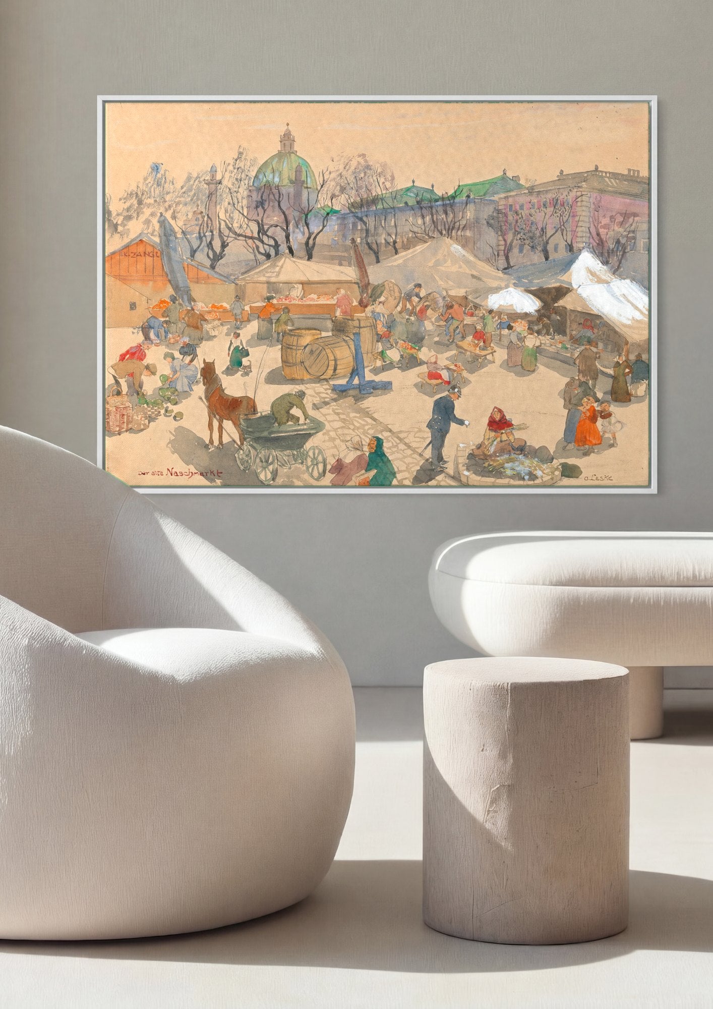Quadro Decorativo Mercado de Viena - Oskar Laske | quadro emoldurado na parede
