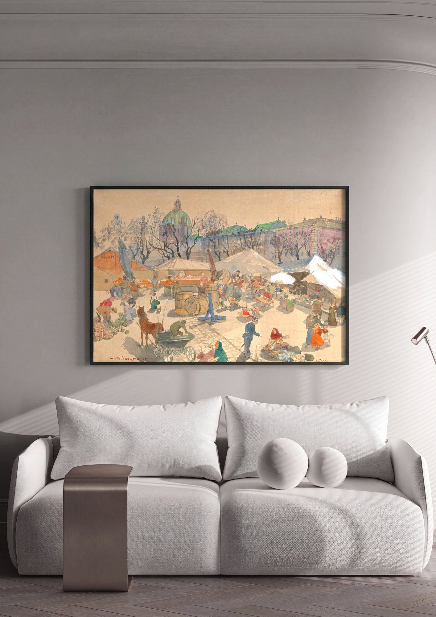 Quadro Decorativo Mercado de Viena - Oskar Laske | quadro emoldurado na parede