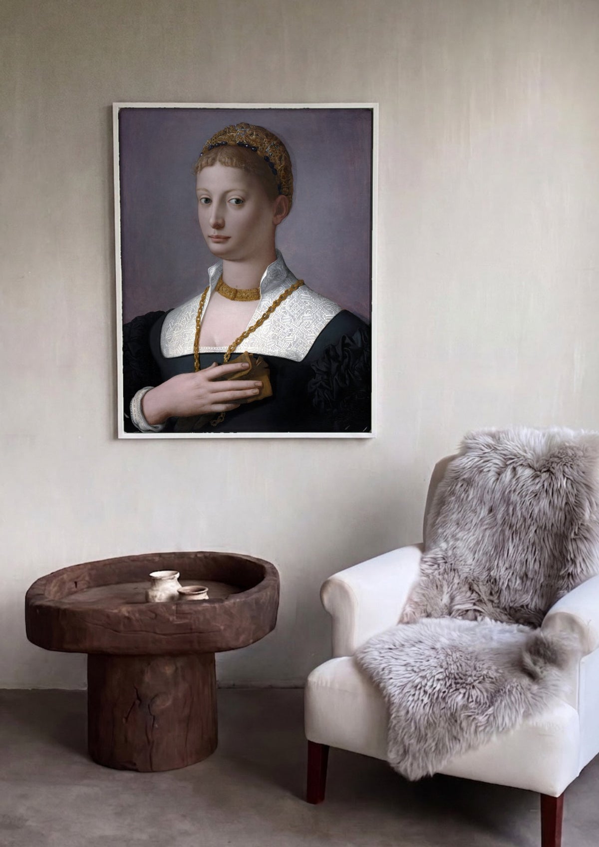 Quadro Decorativo Retrato de uma Dama - Bronzino | quadro emoldurado na parede