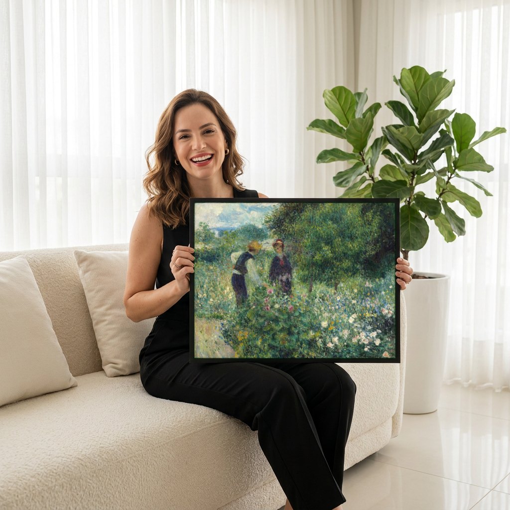 Quadro Decorativo Jardim de Verão - Renoir | modelo apresentando o quadro emoldurado