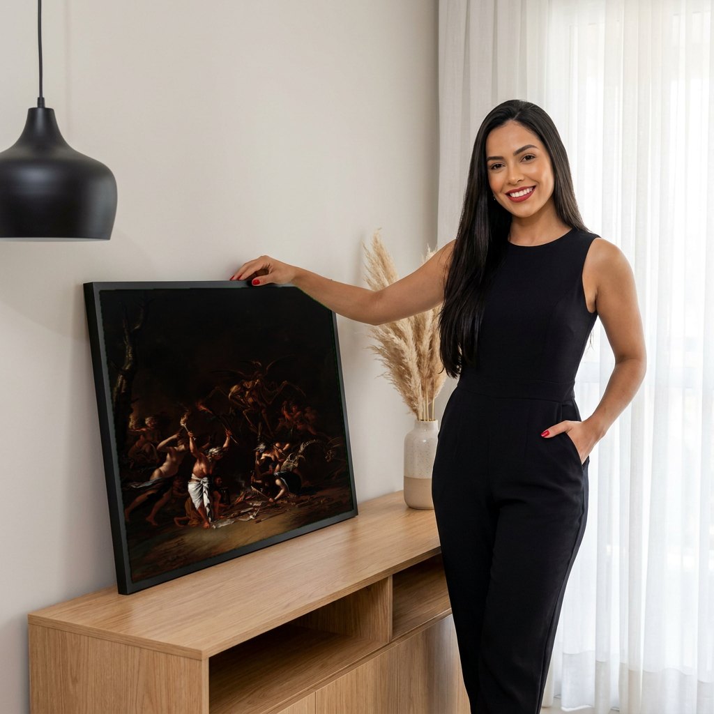 Quadro Decorativo A Feiticeira - Salvator Rosa | modelo apresentando o quadro emoldurado