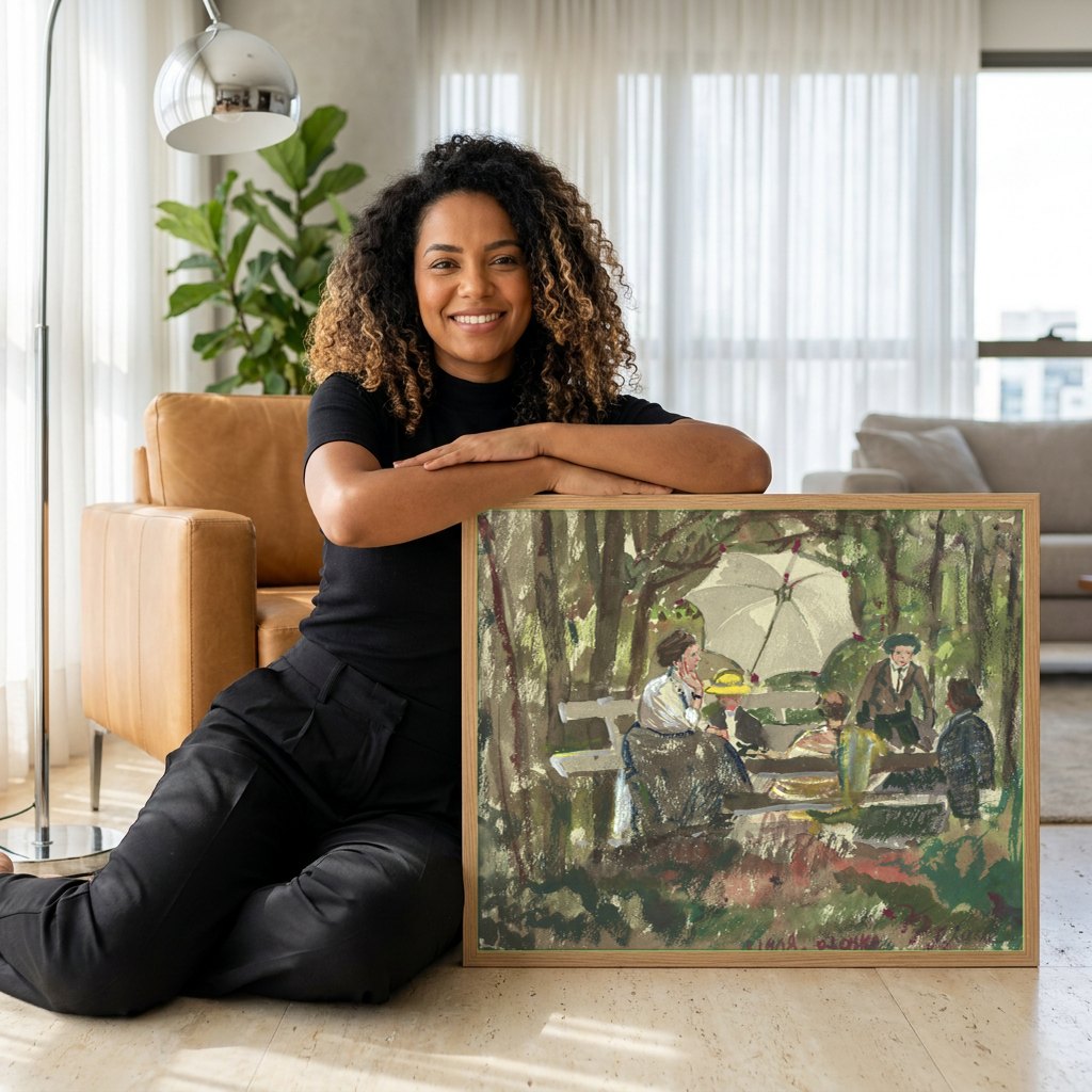 Quadro Decorativo Cenas de Parque - Oskar Laske | modelo apresentando o quadro emoldurado