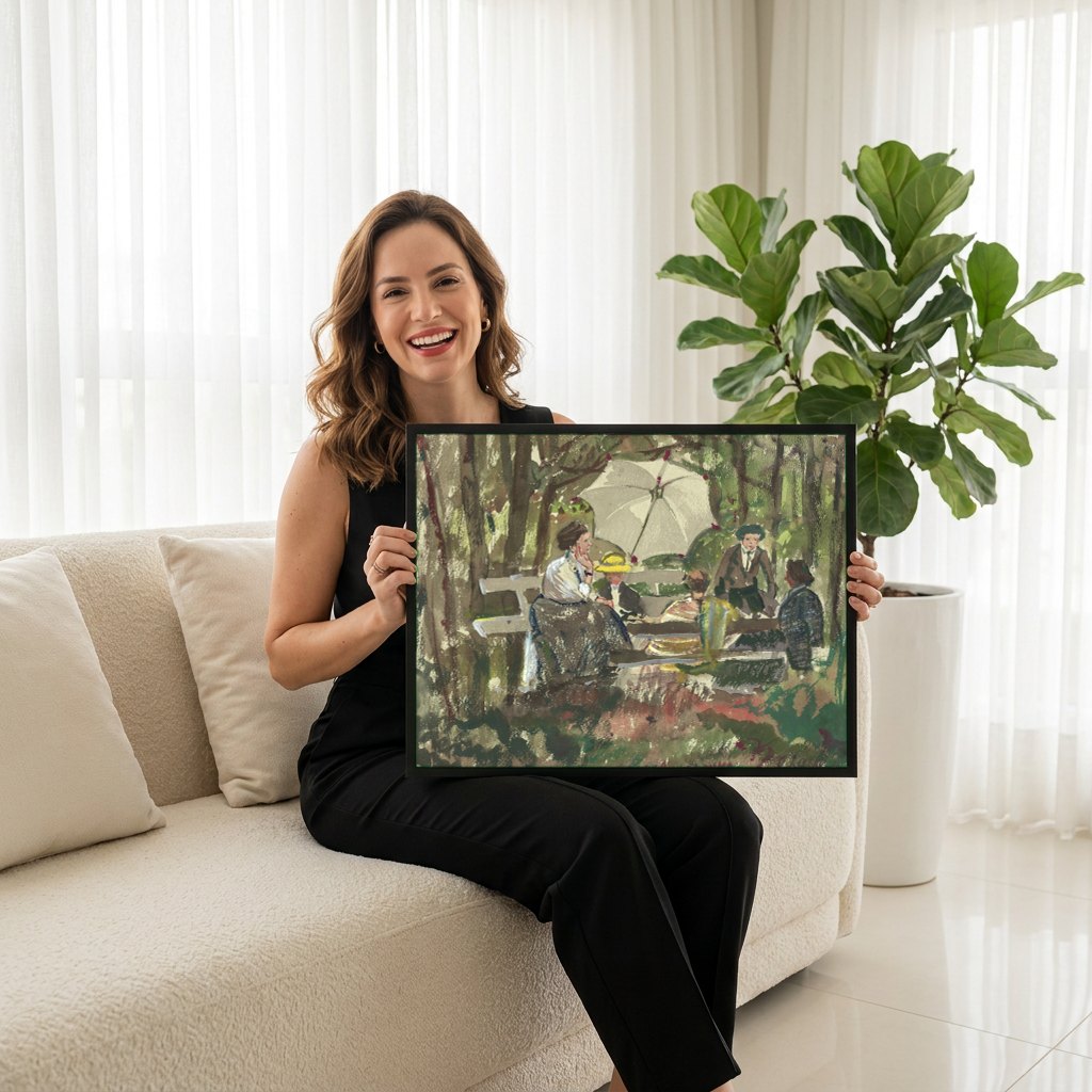 Quadro Decorativo Cenas de Parque - Oskar Laske | modelo apresentando o quadro emoldurado