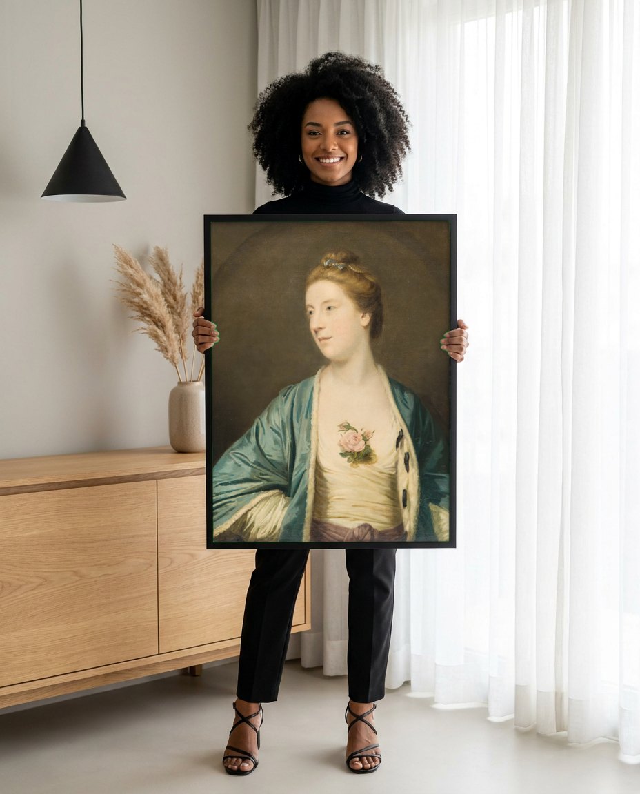 Quadro Decorativo Retrato de Senhora – Sir Joshua Reynolds | modelo apresentando o quadro emoldurado