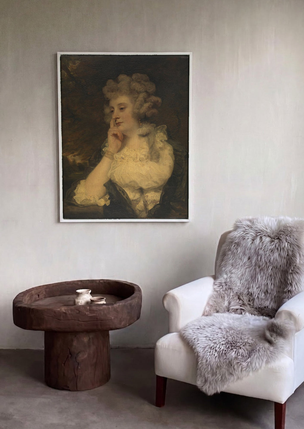 Quadro Decorativo Senhora Reflexiva - Sir Joshua Reynolds | quadro emoldurado na parede