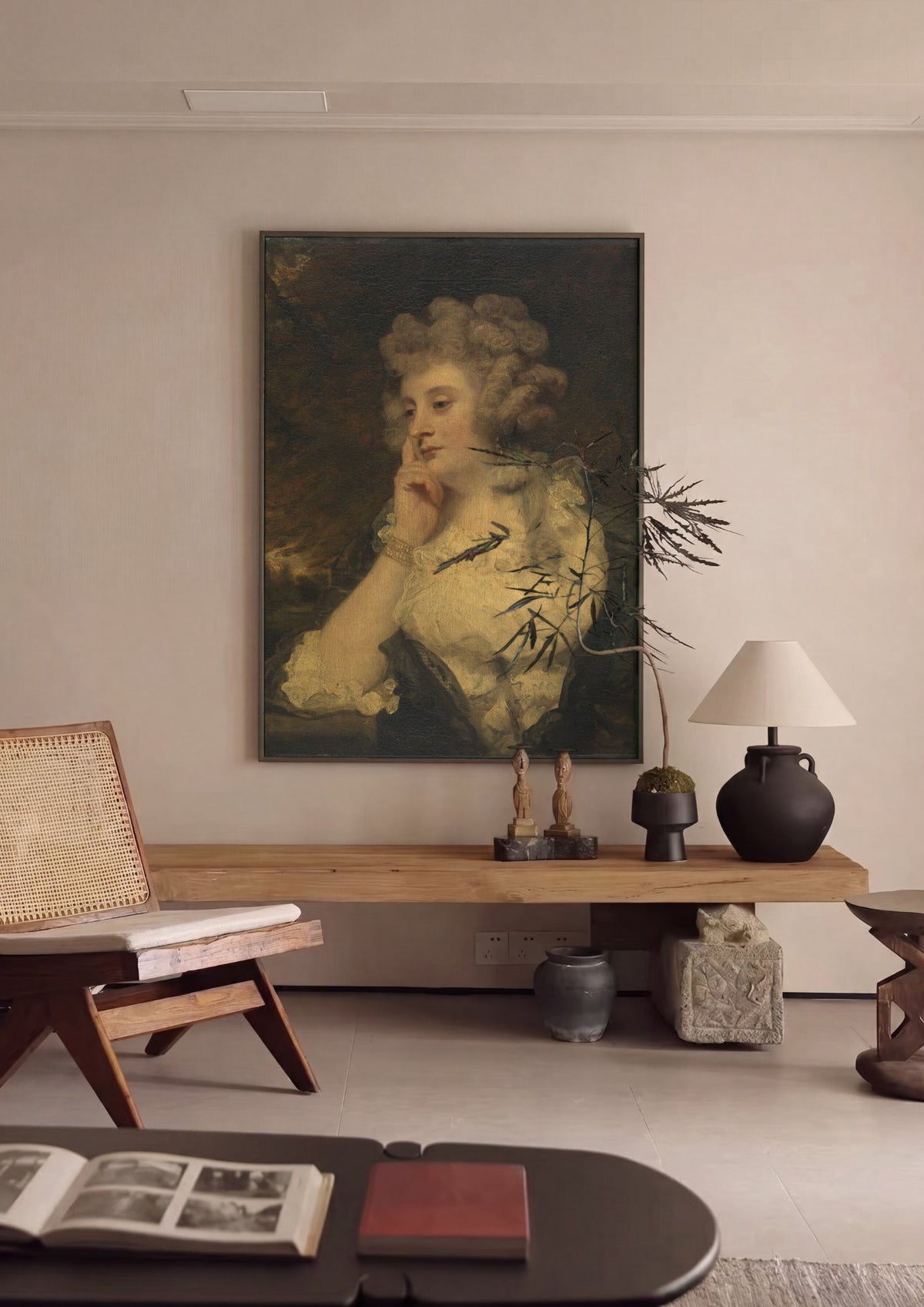Quadro Decorativo Senhora Reflexiva - Sir Joshua Reynolds | quadro emoldurado na parede