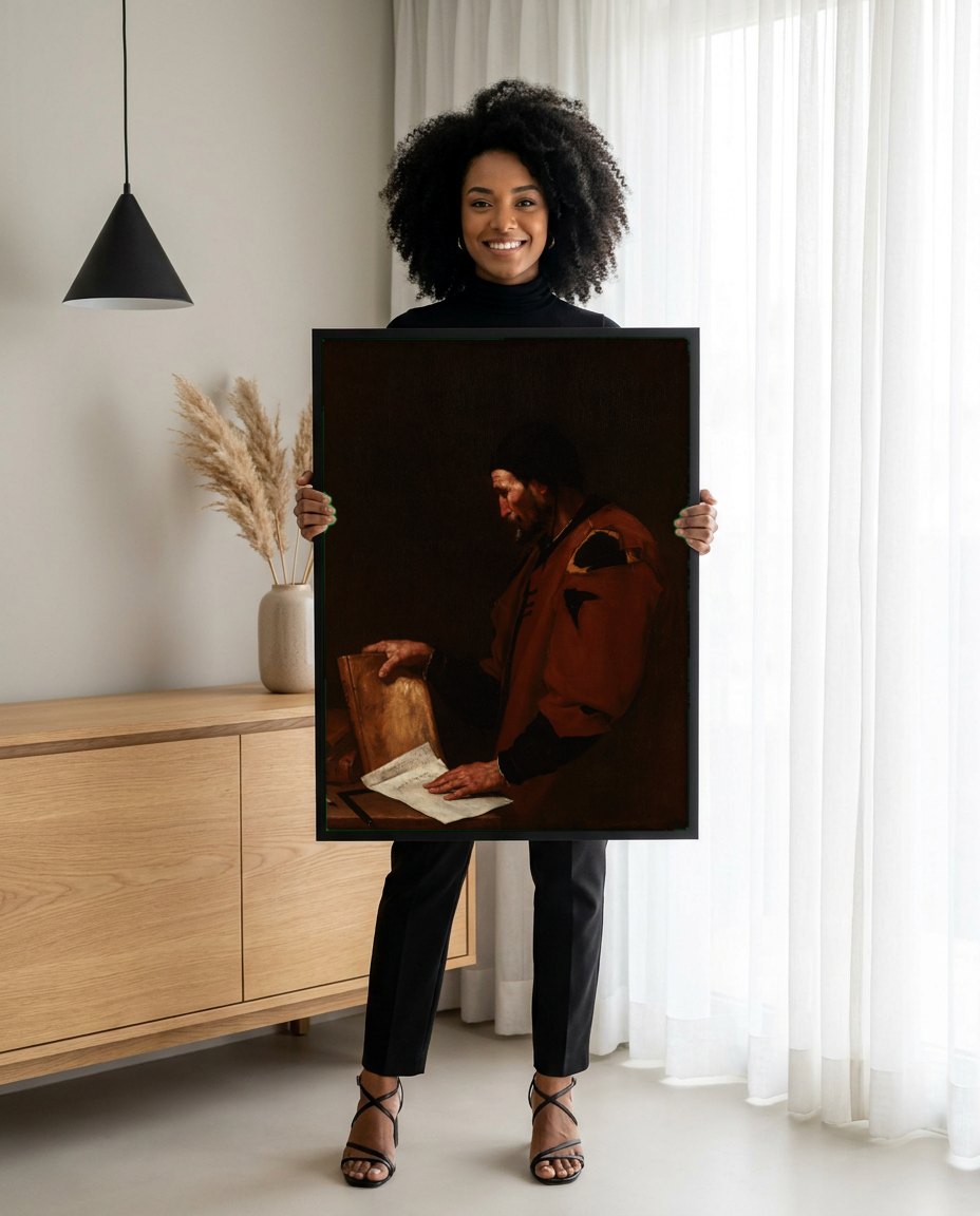 Quadro Decorativo O Geômetra - Jusepe de Ribera | modelo apresentando o quadro emoldurado