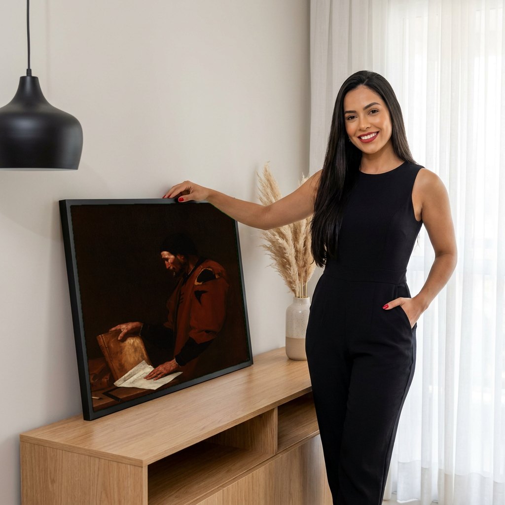 Quadro Decorativo O Geômetra - Jusepe de Ribera | modelo apresentando o quadro emoldurado
