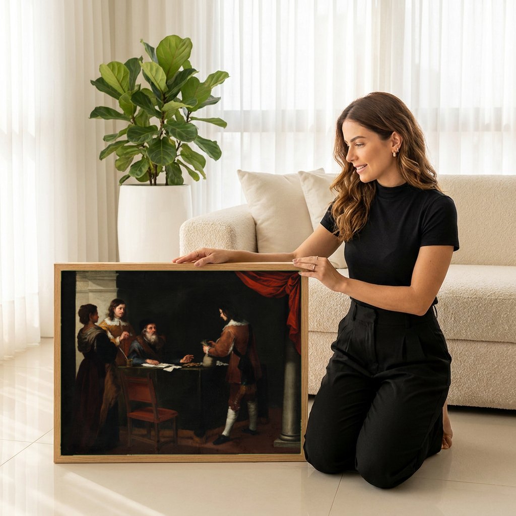 Quadro Decorativo A Parábola do Filho Pródigo - Murillo | modelo apresentando o quadro emoldurado