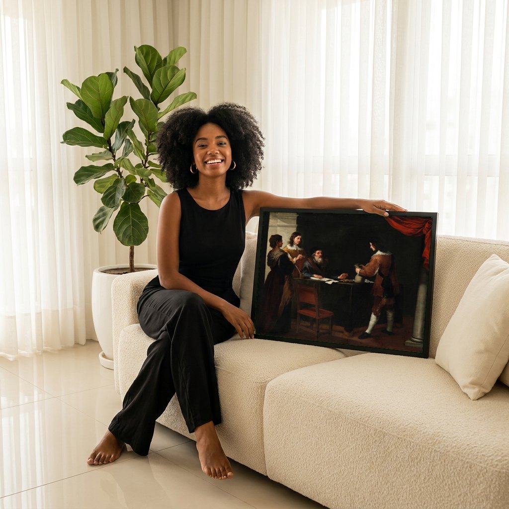 Quadro Decorativo A Parábola do Filho Pródigo - Murillo | modelo apresentando o quadro emoldurado